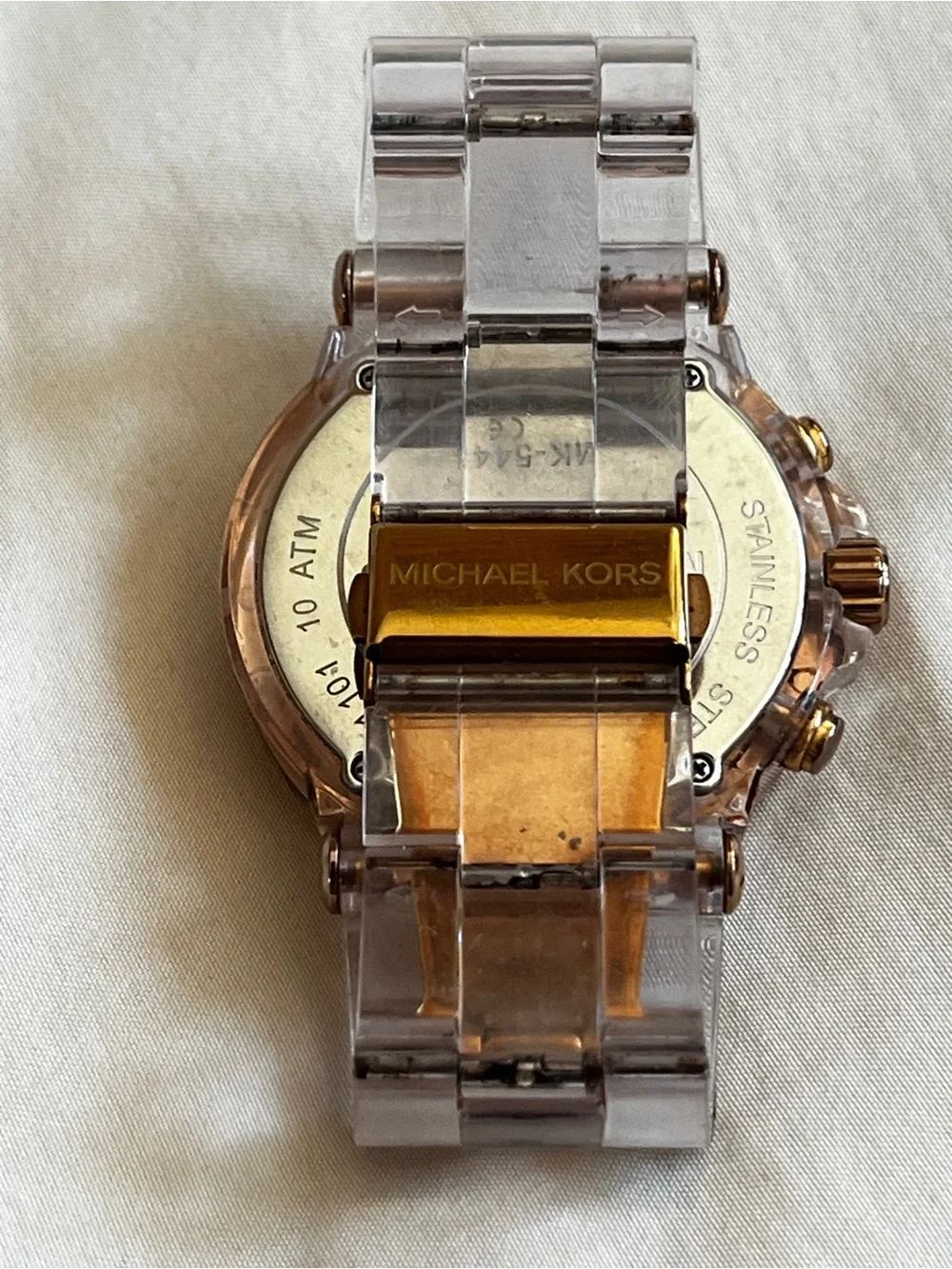 Michael Kors Clear Rose Gold Chronograph Watch